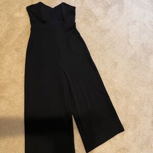 Zara Black Strapless Jumpsuit with Wide-Leg Design